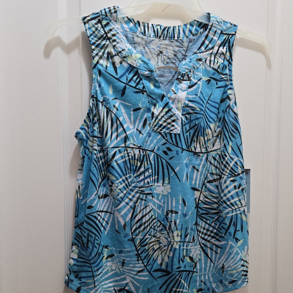 Tropical Blue Sleeveless Top